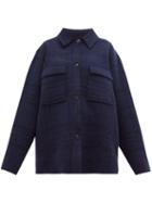 Matchesfashion.com Jacquemus - Maille Oversized Checked Wool Shirt Jacket - Womens - Navy