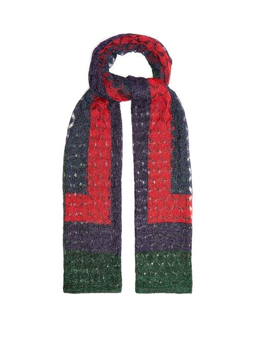 Matchesfashion.com Missoni - Geometric Fine Knit Scarf - Womens - Purple