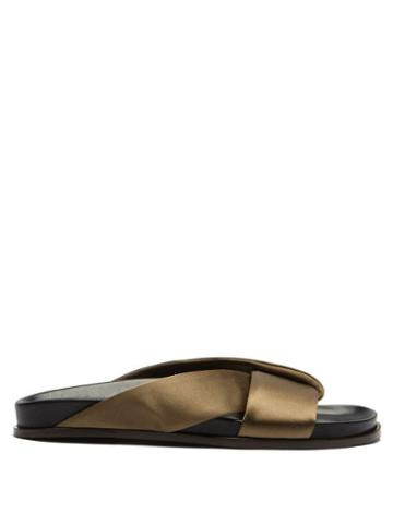 Matchesfashion.com Emme Parsons - Folded-strap Satin Slides - Womens - Khaki