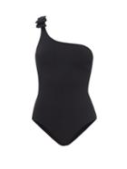 Matchesfashion.com Zimmermann - Zinnia Bow One-shoulder Swimsuit - Womens - Black
