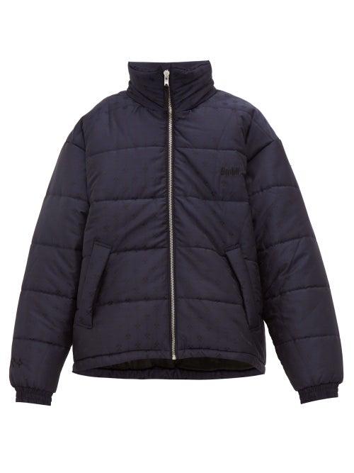 Matchesfashion.com Gmbh - Logo Jacquard Wool Blend Padded Coat - Mens - Navy