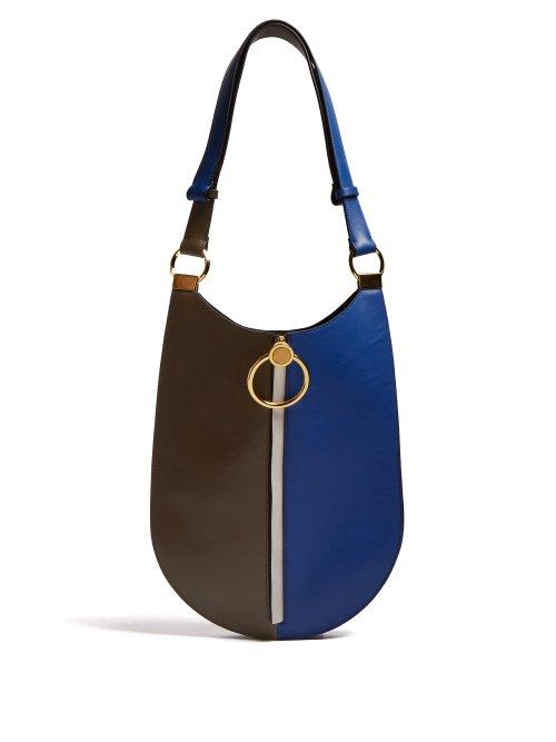 Matchesfashion.com Marni - Earring Leather Shoulder Bag - Womens - Blue Multi