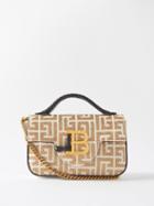 Balmain - Bbuzz Mini Jacquard-monogram Cross-body Bag - Womens - Beige Multi