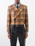 Gucci - Cropped Checked Wool-blend Blazer - Mens - Brown Beige