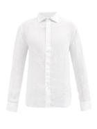 120 Lino 120% Lino - Long-sleeved Linen Shirt - Mens - White