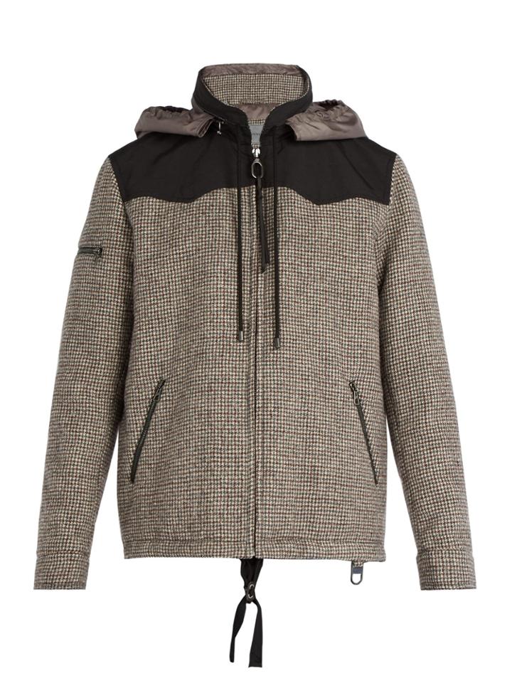 Lanvin Contrast-panel Houndstooth Wool Jacket