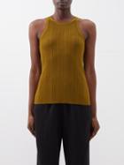 Toteme - Round-neck Pliss Tank Top - Womens - Olive