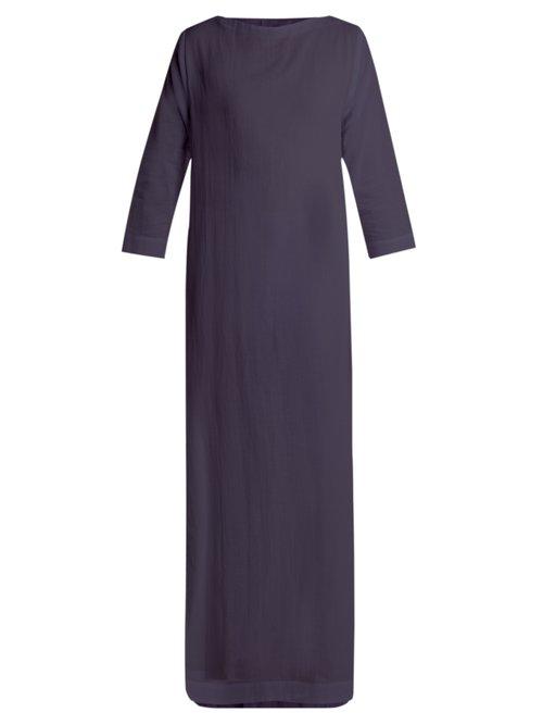 Matchesfashion.com Casa Nata - Boatline Cotton Gauze Dress - Womens - Navy