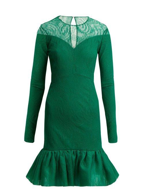 Matchesfashion.com Emilio De La Morena - Lucretia Silk And Lace Dress - Womens - Green
