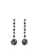Matchesfashion.com Francesca Villa - Emerald, Diamond & 18kt White Gold Drop Earrings - Womens - Green