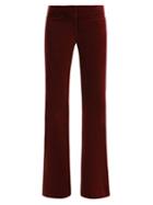 Matchesfashion.com Nili Lotan - Mid Rise Flared Velvet Trousers - Womens - Burgundy