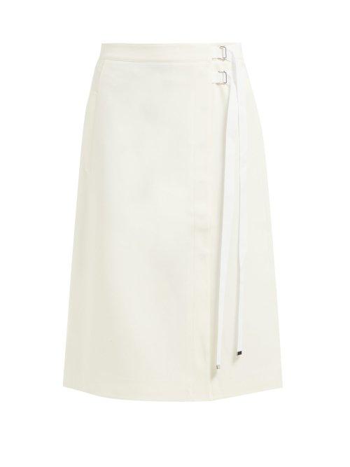 Matchesfashion.com Tibi - Anson A Line Stretch Crepe Wrap Skirt - Womens - Ivory