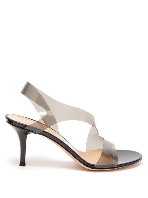 Ladies Shoes Gianvito Rossi - Metropolis 70 Plexi & Leather Slingback Sandals - Womens - Black