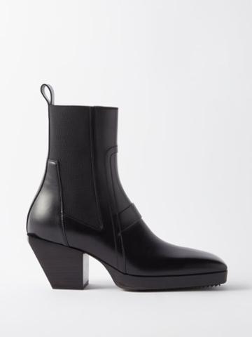 Rick Owens - Stivali Block-heel Leather Boots - Mens - Black