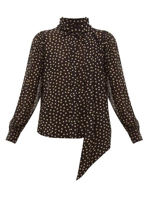 Matchesfashion.com Ganni - Polka-dot Crepe Blouse - Womens - Black