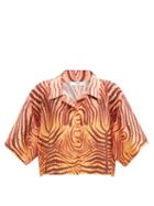 Fe Noel - Havana Ritual-print Cropped Shirt - Womens - Orange Print