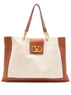 Matchesfashion.com Valentino Garavani - City Safari Leather-trimmed Canvas Tote Bag - Womens - Beige Multi