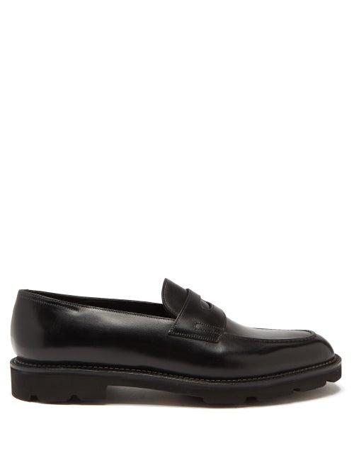 Mens Shoes John Lobb - Lopez Leather Penny Loafers - Mens - Black