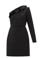 Matchesfashion.com Msgm - One-shoulder Ruffled Dress - Womens - Black