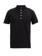 Matchesfashion.com Balmain - Padded-logo Cotton-jersey Polo Shirt - Mens - Black