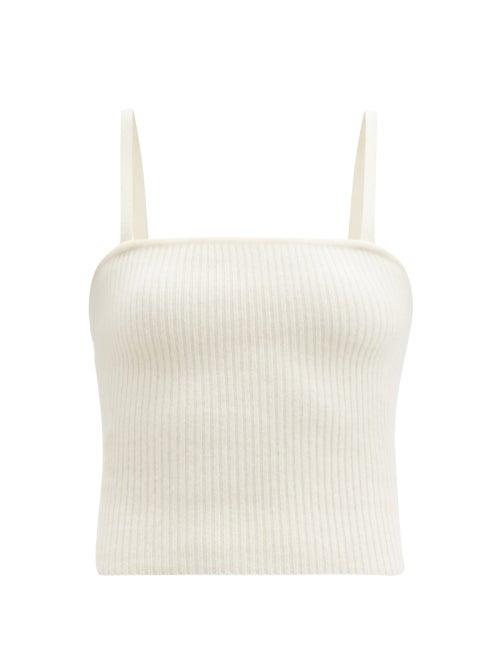Matchesfashion.com Lisa Yang - Claire Square-neck Ribbed-cashmere Camisole - Womens - Cream