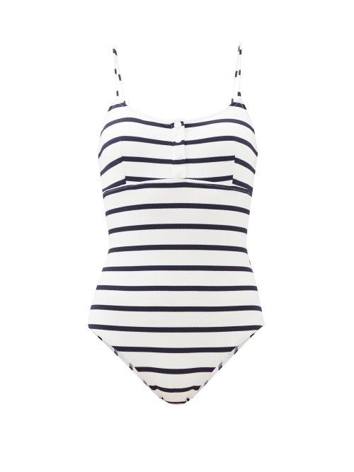 Matchesfashion.com Melissa Odabash - Calabasas Striped Swimsuit - Womens - Navy Stripe