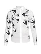 Mcq Alexander Mcqueen Swallow-print Stretch-cotton Shirt