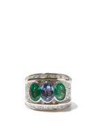 Matchesfashion.com Shay - Emerald, Sapphire & 18kt White-gold Ring - Womens - Multi