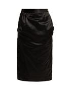 Matchesfashion.com Vivienne Westwood Anglomania - Gathered Satin Pencil Skirt - Womens - Black