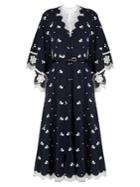 Andrew Gn Floral-embroidered Silk And Cotton-blend Dress