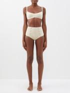 Lisa Marie Fernandez - Balconette Seersucker Bikini - Womens - Light Gold