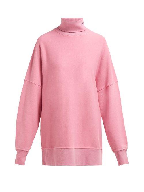 Matchesfashion.com Calvin Klein 205w39nyc - Oversized Roll Neck Cotton Sweatshirt - Womens - Pink