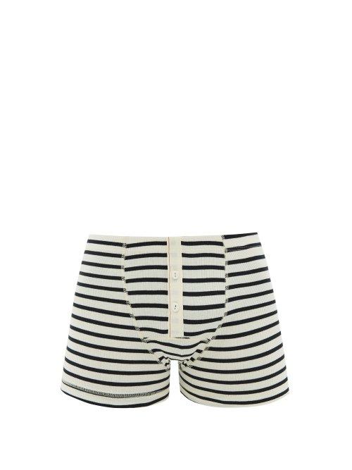 Matchesfashion.com Hemen Biarritz - Albar Striped Cotton Blend Boxer Briefs - Mens - Cream Navy