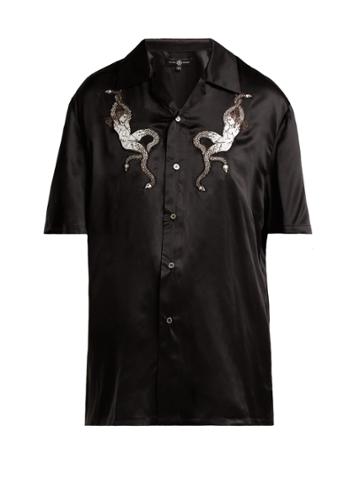 Edward Crutchley Appliqu-patch Silk-satin Blouse