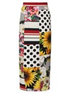 Matchesfashion.com Dolce & Gabbana - Patchwork Printed-faille Pencil Skirt - Womens - Multi