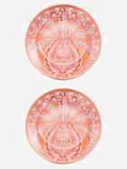 La Doublej - Set Of Two 18kt-gilded Porcelain Dessert Plates - Womens - Red Multi