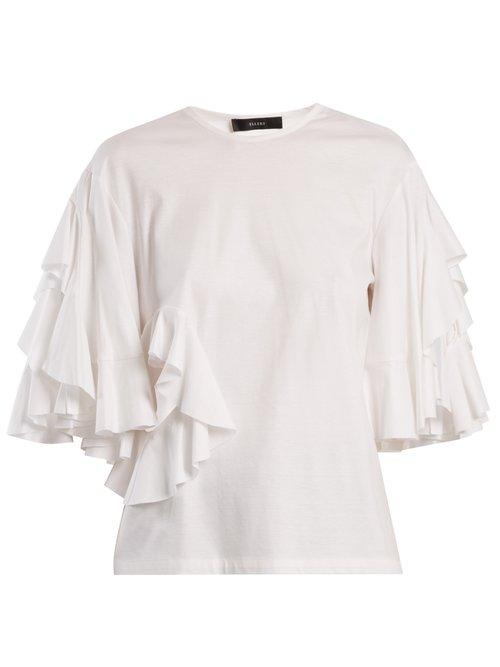 Matchesfashion.com Ellery - Jeremiah Ruffle Trimmed Cotton Jersey T Shirt - Womens - White