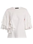 Matchesfashion.com Ellery - Jeremiah Ruffle Trimmed Cotton Jersey T Shirt - Womens - White