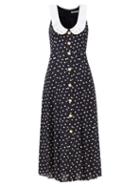 Alessandra Rich - Peter Pan-collar Polka-dot Silk-georgette Dress - Womens - Blue White