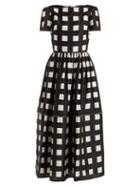 Matchesfashion.com Christopher Kane - Zip Hem Square Print Silk Dress - Womens - Black White