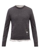 Mens Rtw Maison Margiela - Distressed Hybrid Shirt Sweater - Mens - Grey