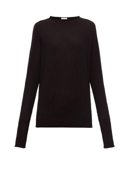 Matchesfashion.com Raey - Sheer Raw Edge Crew Neck Cashmere Sweater - Womens - Black