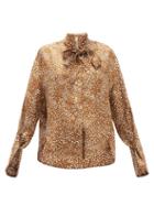 Matchesfashion.com Petar Petrov - Carmen Dot-print Silk Pussy-bow Blouse - Womens - Brown Print