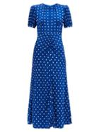 Matchesfashion.com Self-portrait - Polka-dot Satin Midi Dress - Womens - Blue