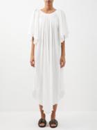 Raey - Angel-sleeve Cotton Cheesecloth Dress - Womens - White