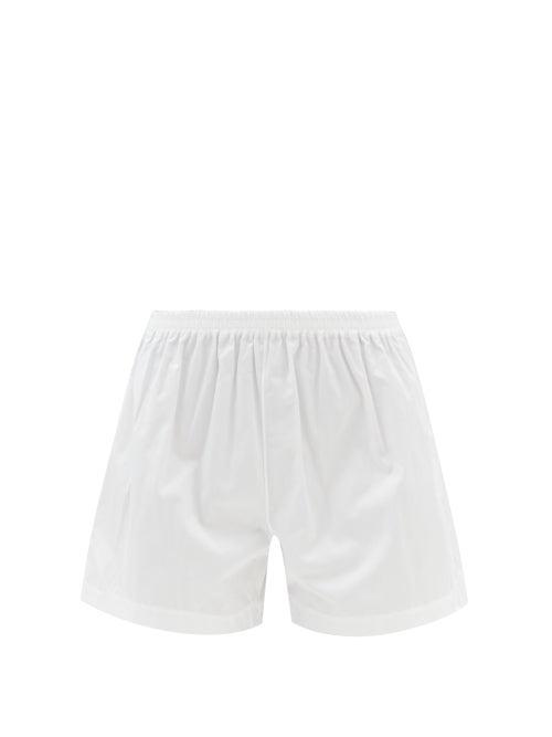 Charvet - Pleated Cotton-poplin Boxer Shorts - Womens - White