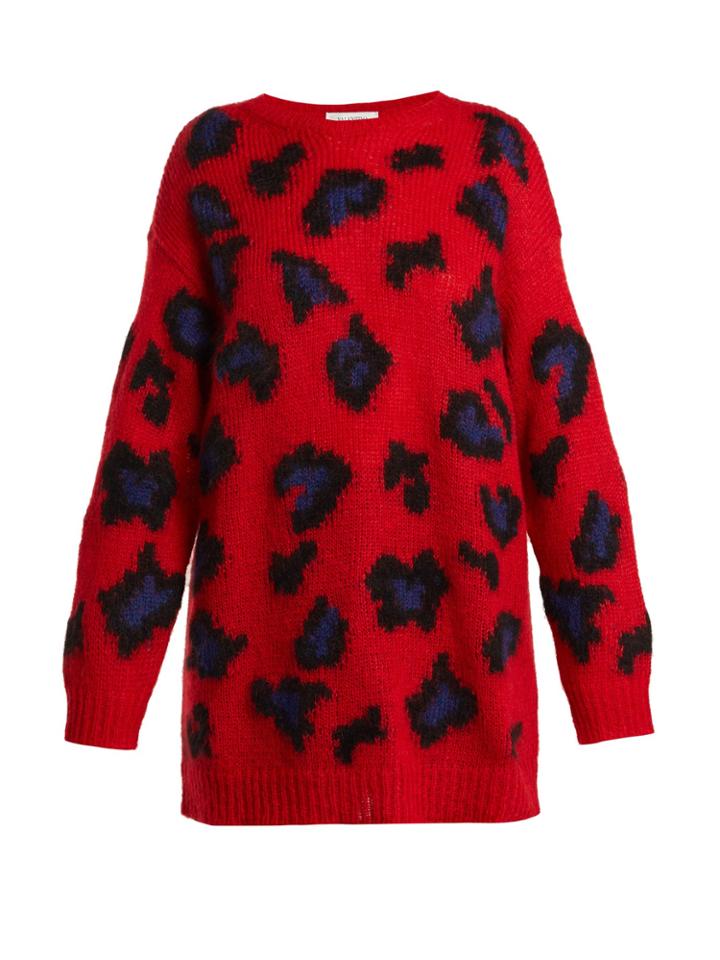 Valentino Leopard-print Mohair-blend Sweater