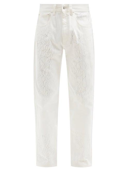 Mens Rtw Namacheko - Craquelure-print Slim-leg Jeans - Mens - White