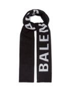 Matchesfashion.com Balenciaga - Logo Jacquard Wool Scarf - Womens - Black