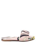 Emilio Pucci - Celeste Onde-print Satin Slides - Womens - Navy Multi